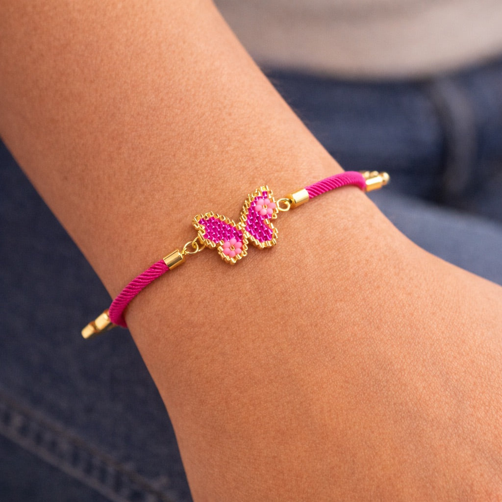 Miyuki Pink Butterfly Bracelet