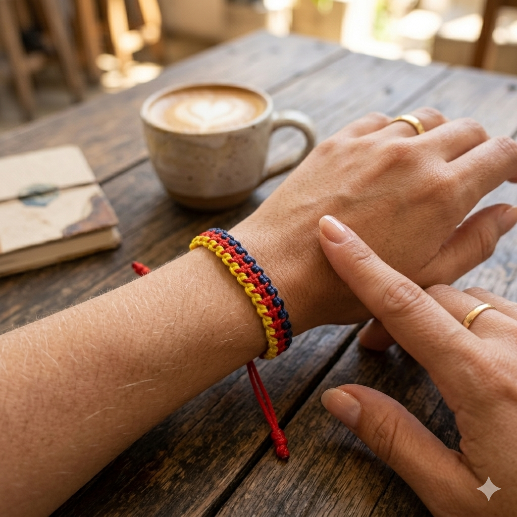 German Flag Colors Woven Bracelet - Adjustable Artisan Jewelry