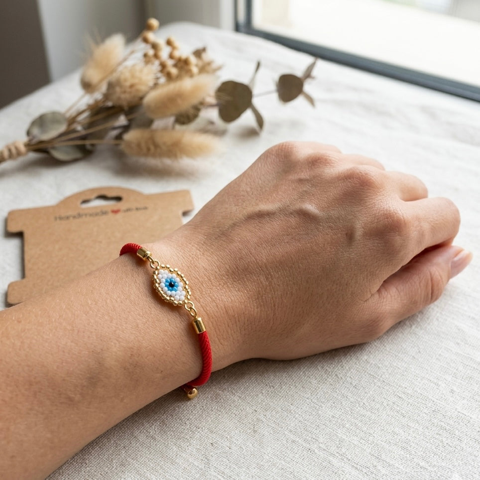 Miyuki Red String Evil Eye Bracelet