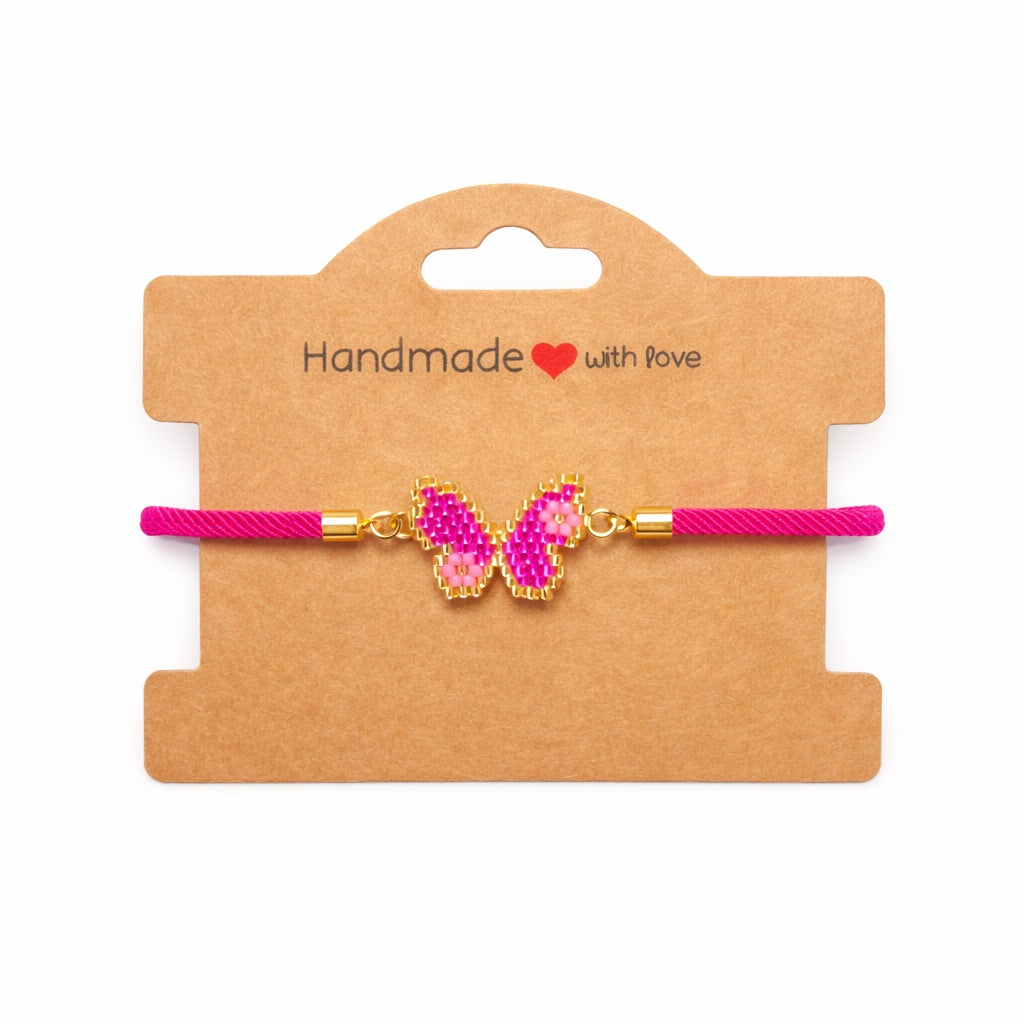 Miyuki Pink Butterfly Bracelet