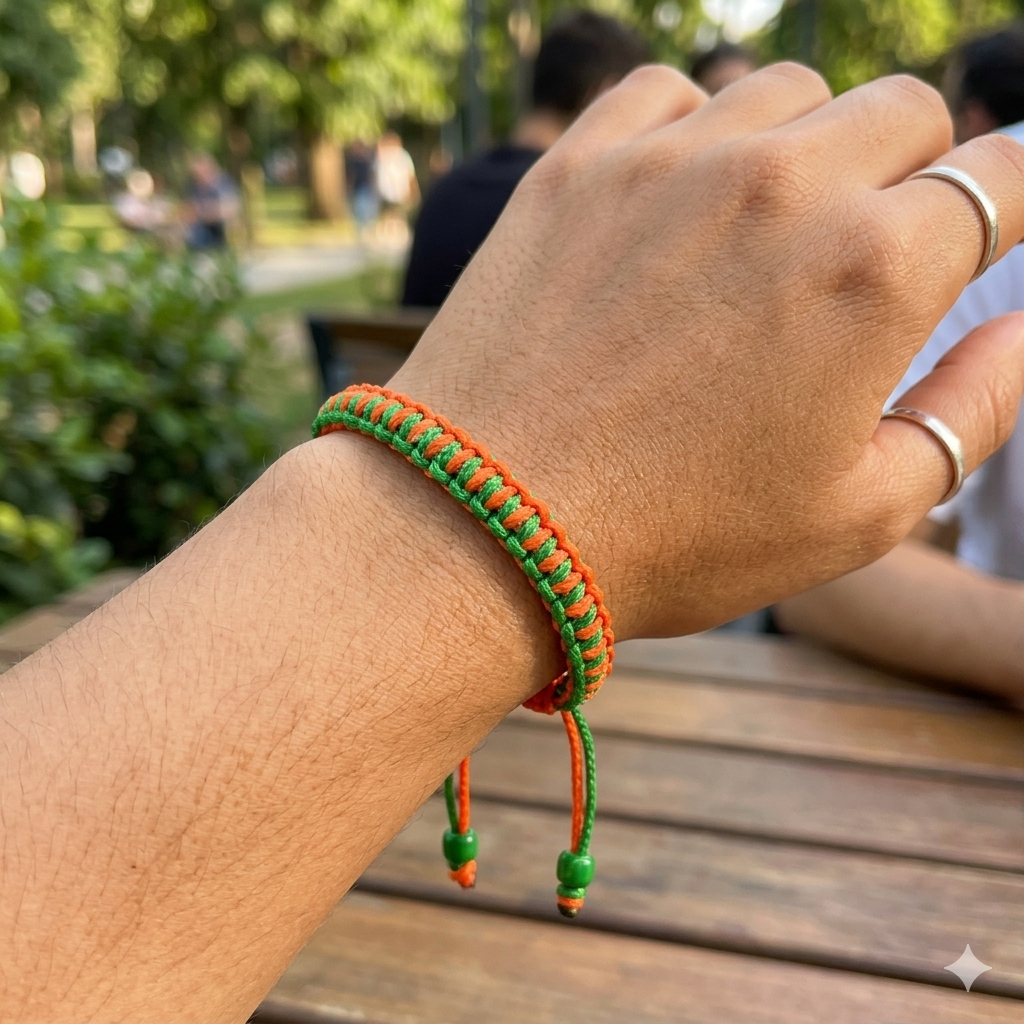 University of Miami Hurricanes Bracelet - Green & Orange Handmade Jewelry
