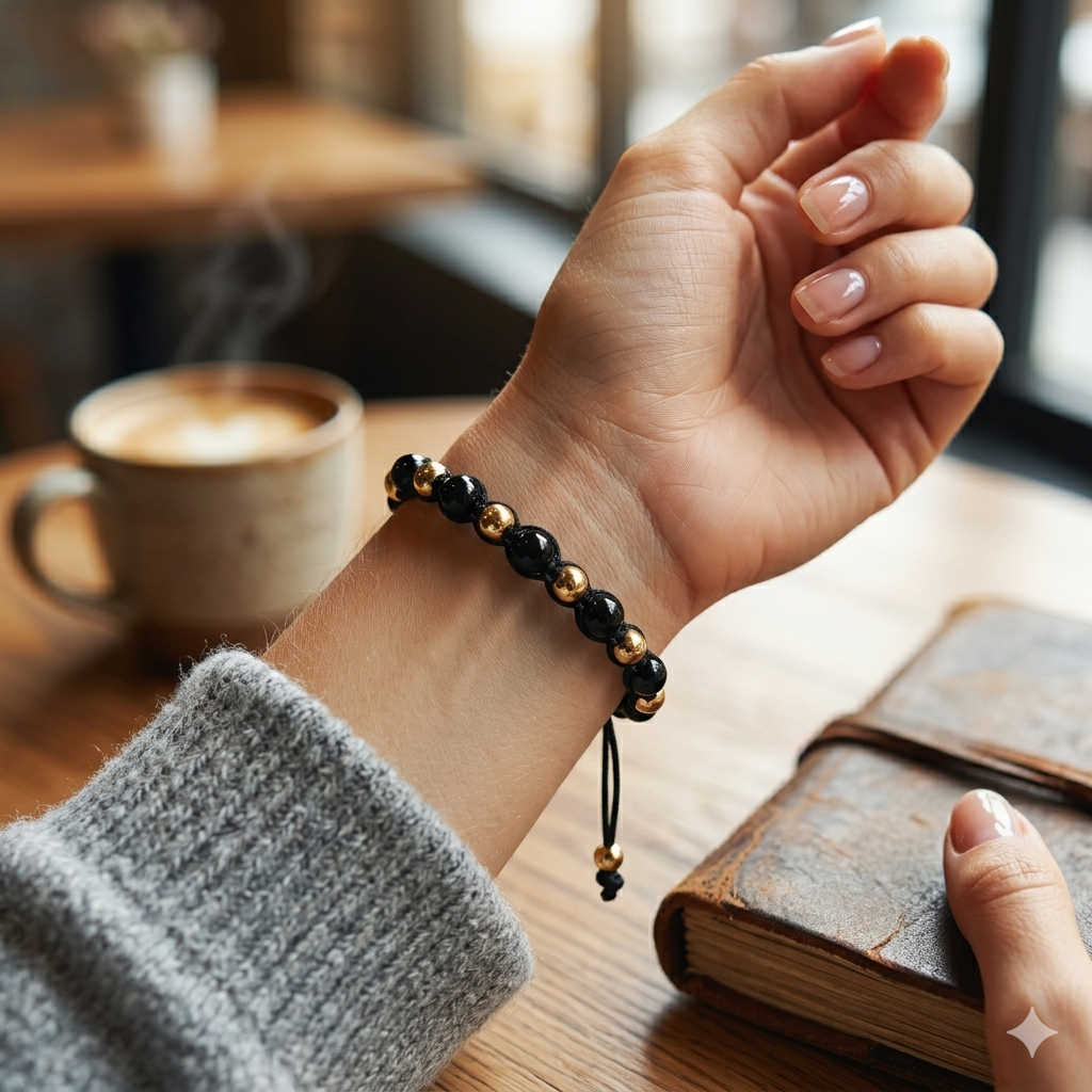 14k Gold Filled & Black Onyx Handmade Bracelet - Durable Luxury