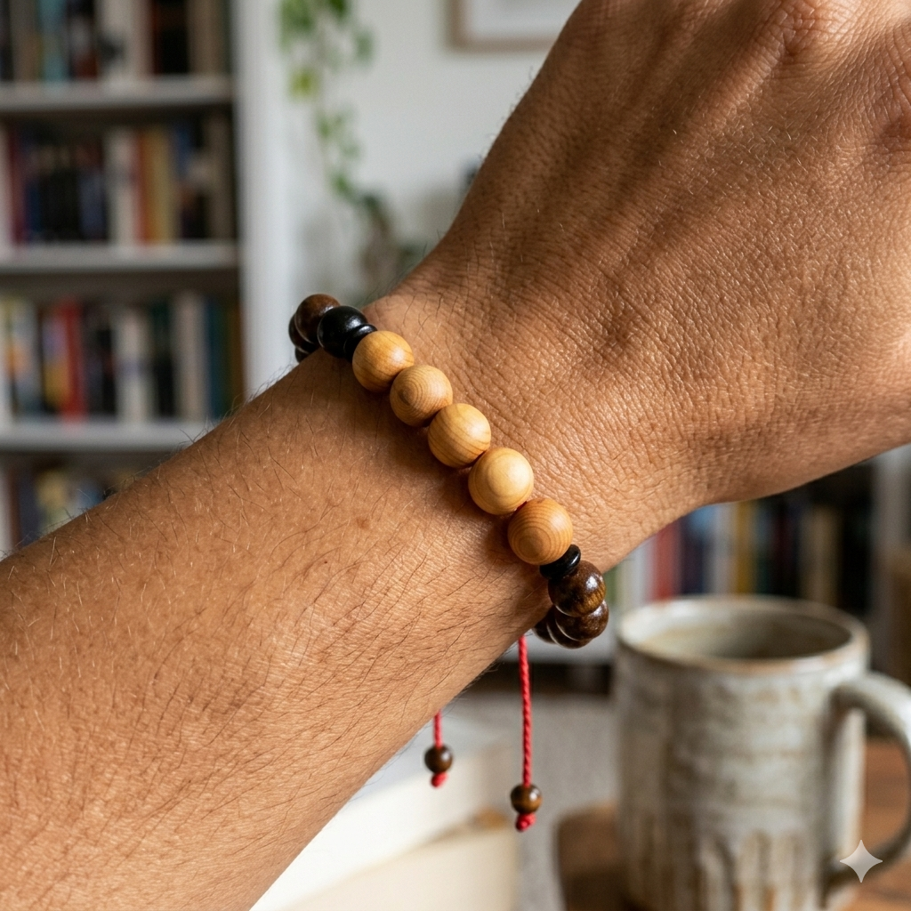 Natural Wooden Bead Bracelet - Organic Boho Wristband