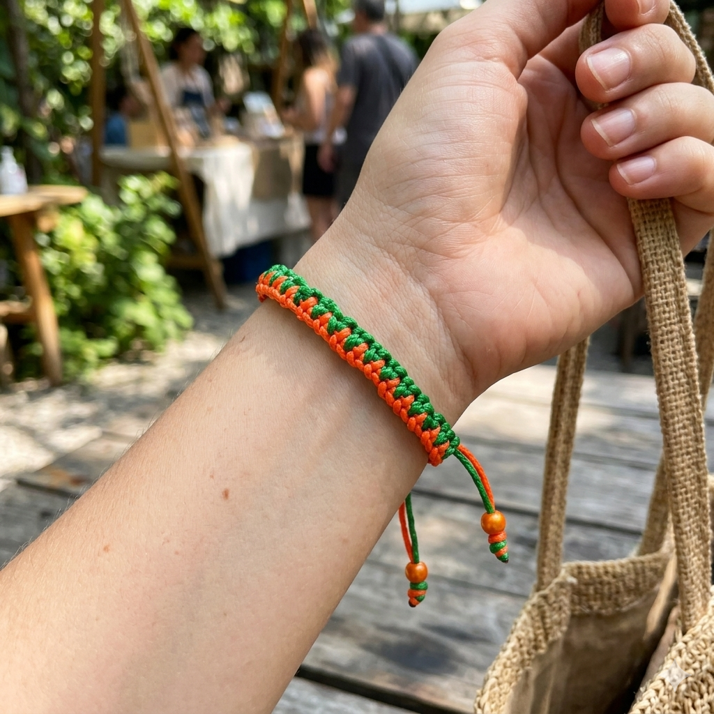 University of Miami Hurricanes Bracelet - Green & Orange Handmade Jewelry