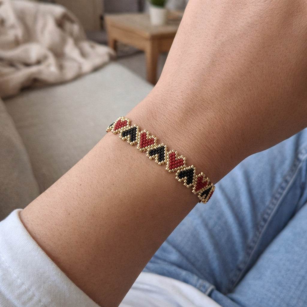 Gold & Love Heart Bracelet