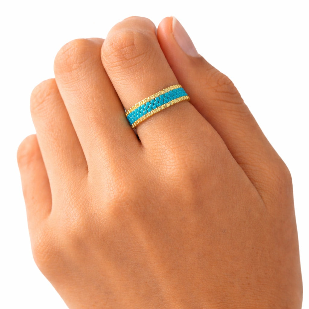 Miyuki Frida Ring – Turquoise & Gold