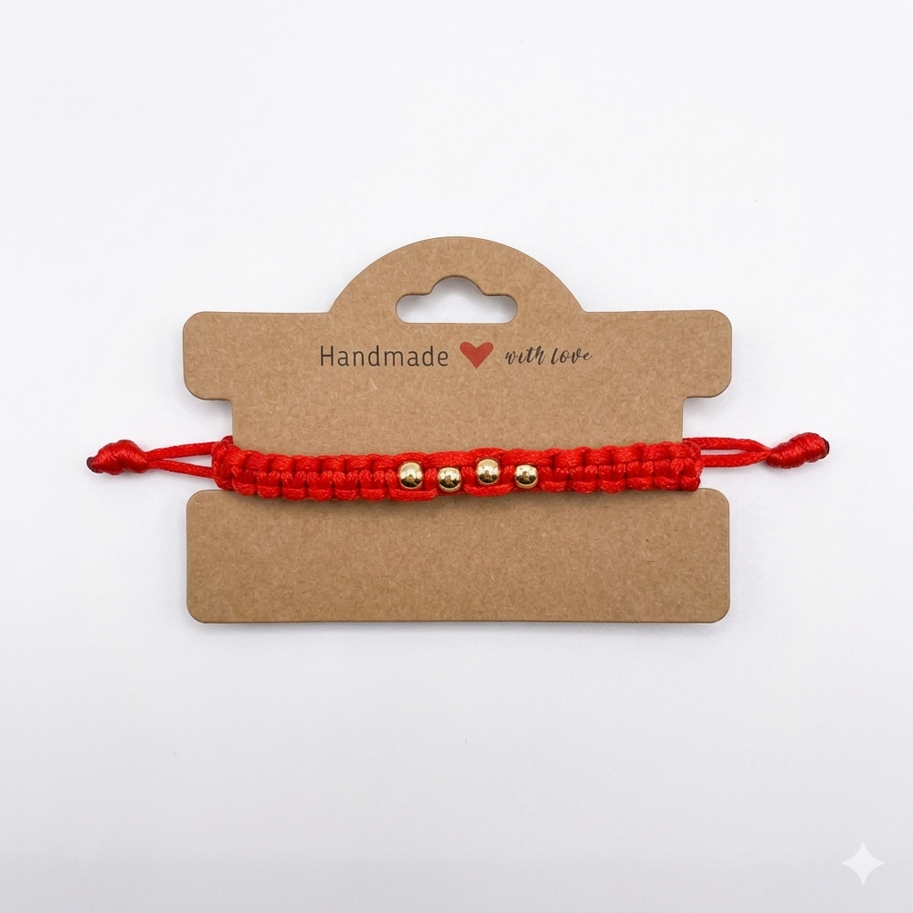 14k Gold Filled Red String Bracelet - Handmade Protection Jewelry