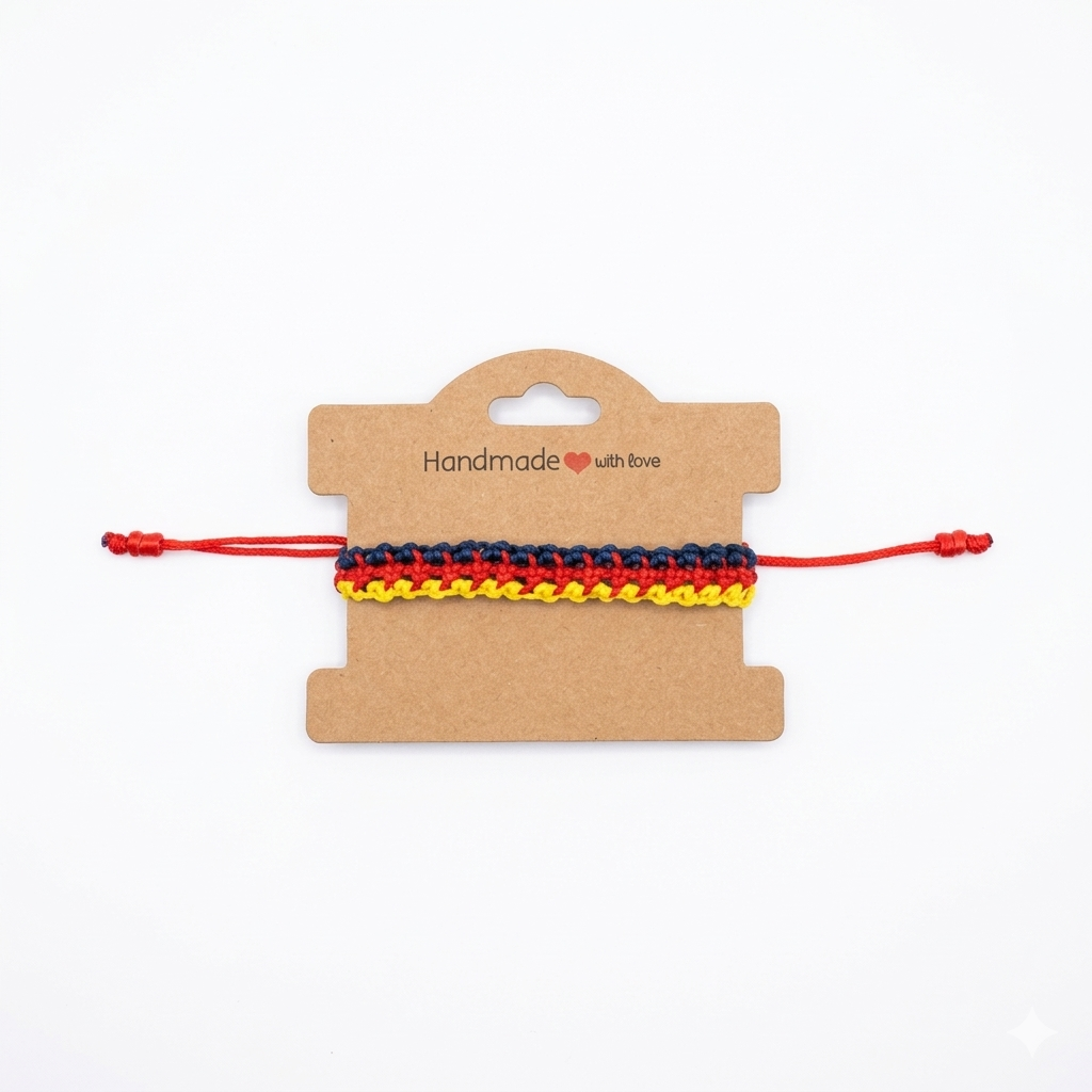 German Flag Colors Woven Bracelet - Adjustable Artisan Jewelry