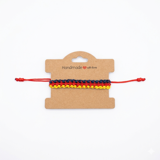 German Flag Colors Woven Bracelet - Adjustable Artisan Jewelry