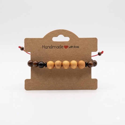 Natural Wooden Bead Bracelet - Organic Boho Wristband