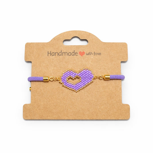Lilac Miyuki Heart Bracelet – Handmade with Love