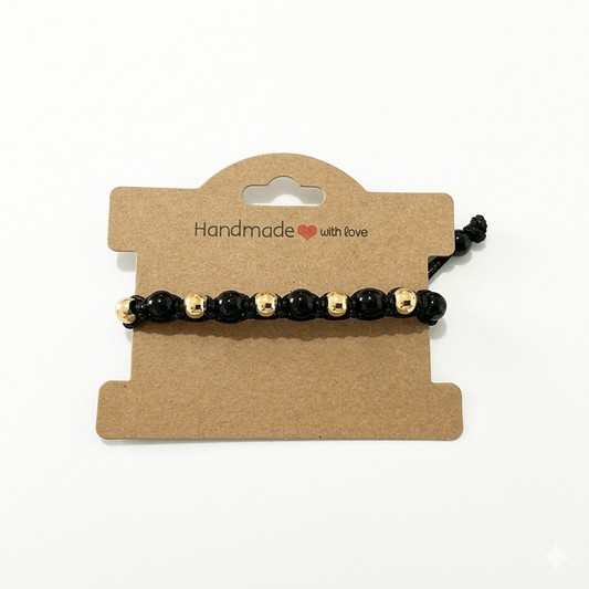 14k Gold Filled & Black Onyx Handmade Bracelet - Durable Luxury