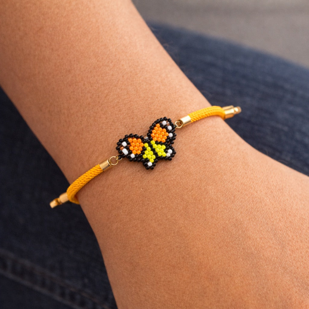 Miyuki Butterfly Bracelet – Orange & Yellow
