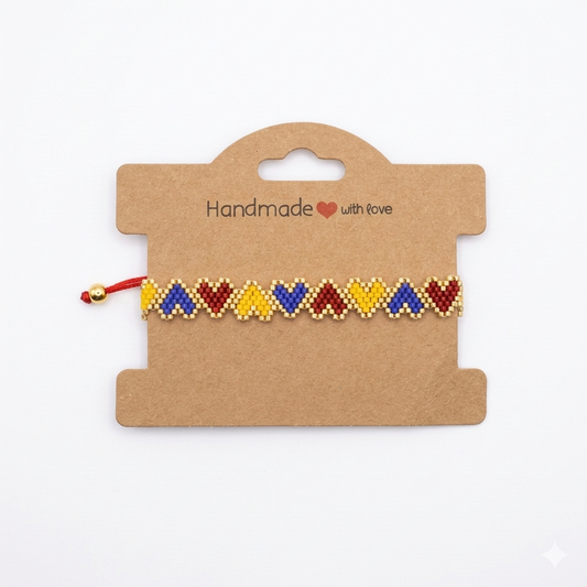 Hand-Woven Miyuki Delica Heart Band