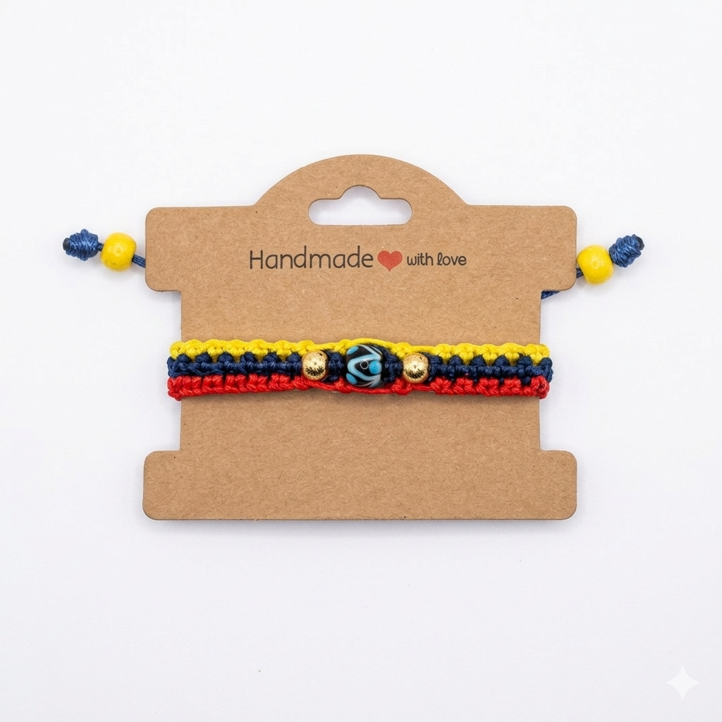 Colombian Flag Bracelet with Protection Charm 🇨🇴✨