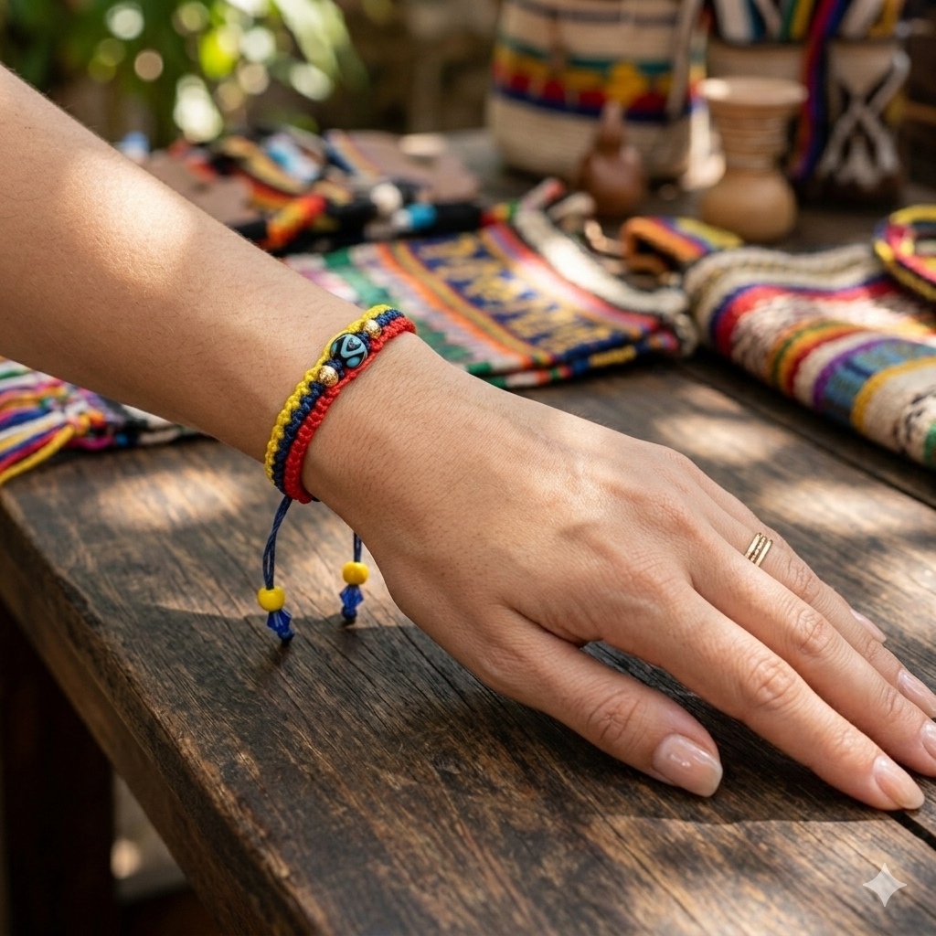 Colombian Flag Bracelet with Protection Charm 🇨🇴✨