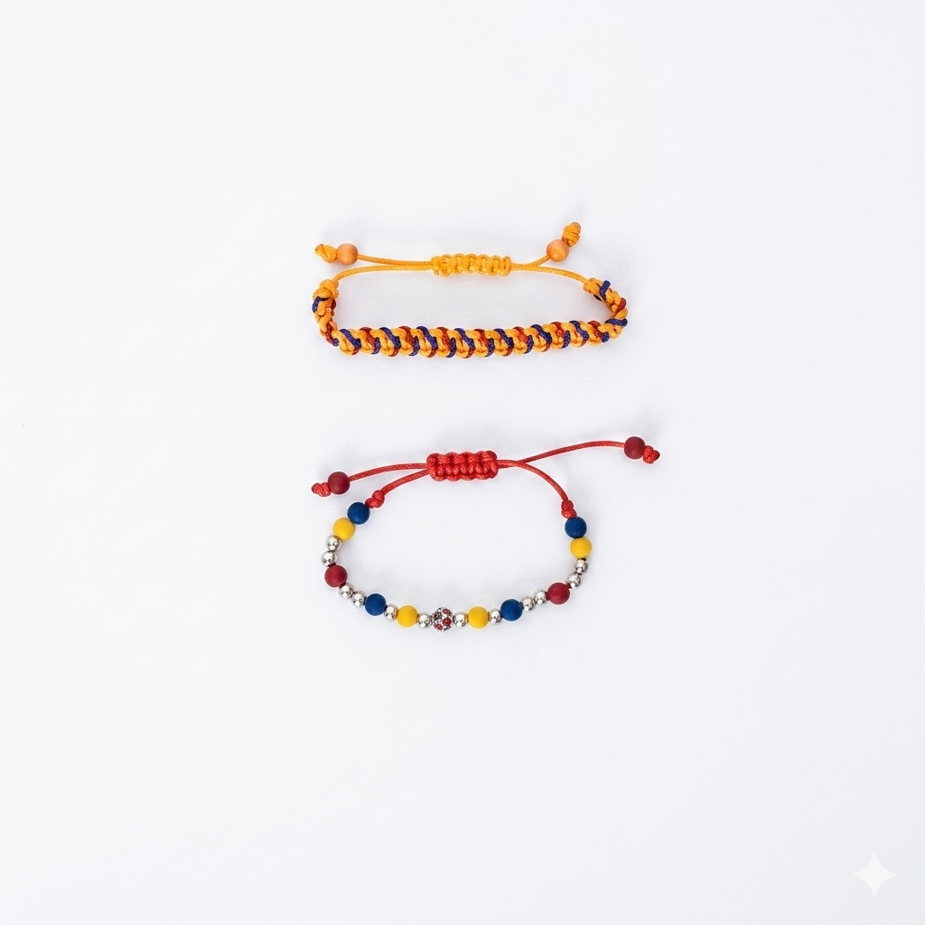Colombian Flag Bracelet Set — Handwoven Macramé + Beaded | Alma Accesorios