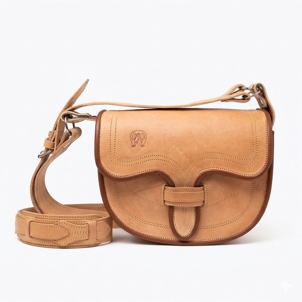 Classic Carriel Paisa in neutral natural leather, front view