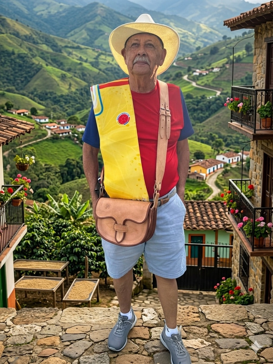 Open Colombian leather Carriel showing compartments