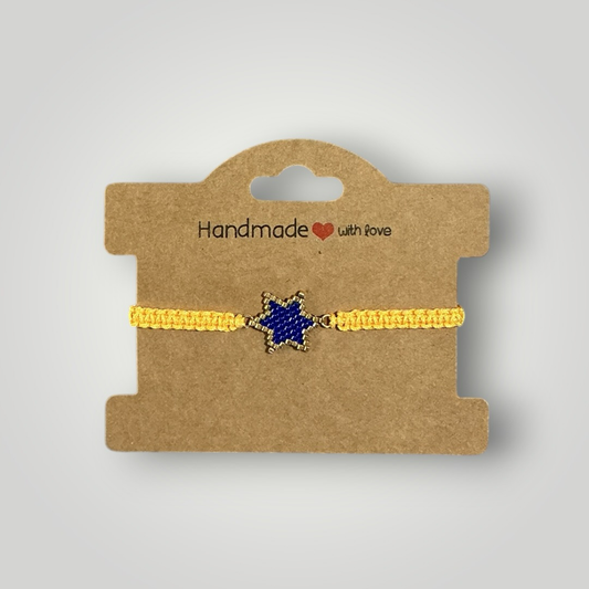 Miyuki Star Bracelet – Blue & Gold Macramé