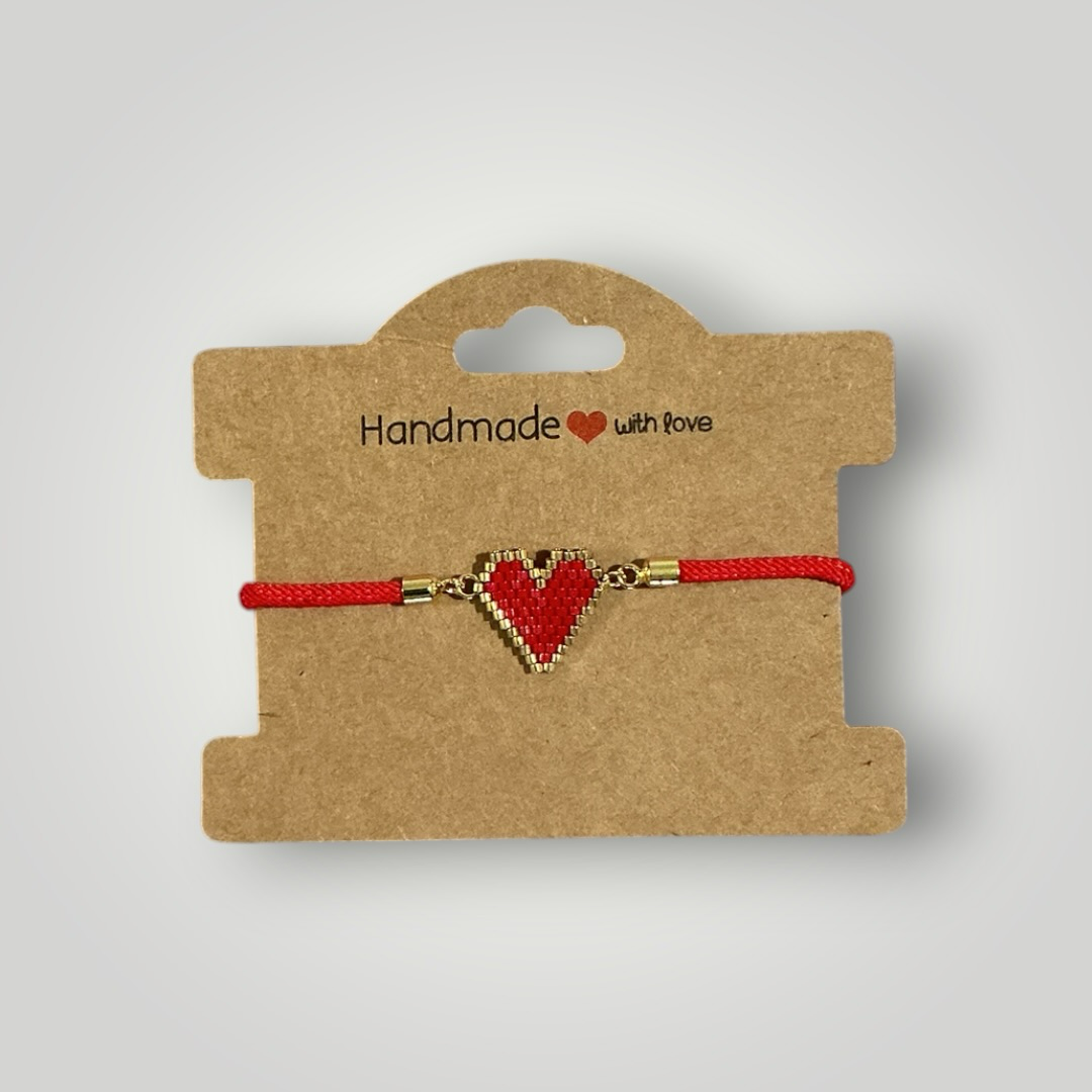 Miyuki Heart Bracelet – Red & Gold