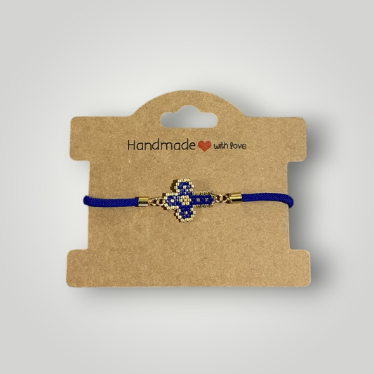 Miyuki Cross Bracelet – Blue & Gold