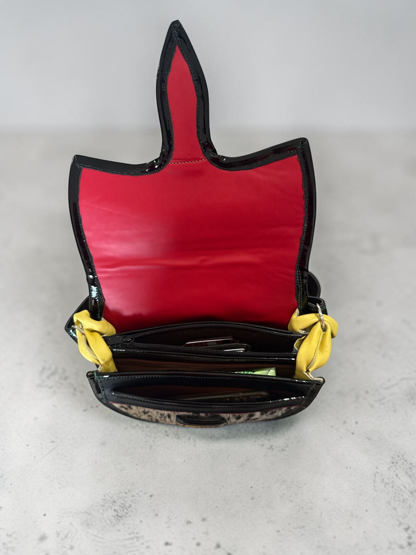 Open luxury Carriel showing 6 organized compartments